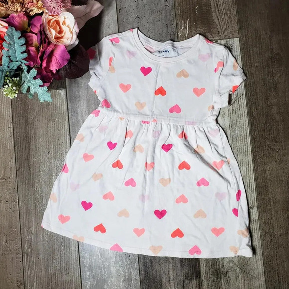 Old Navy Fit & Flare Jersey Dress for Toddler Girls Size 2T Hearts - Picture 1 of 9